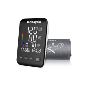 Tensiometru digital de brat cu ecran iluminat sanitayaki U81 CH, 2 x 90 memorii, oprire automata, manseta 22-42 cm, negru/alb