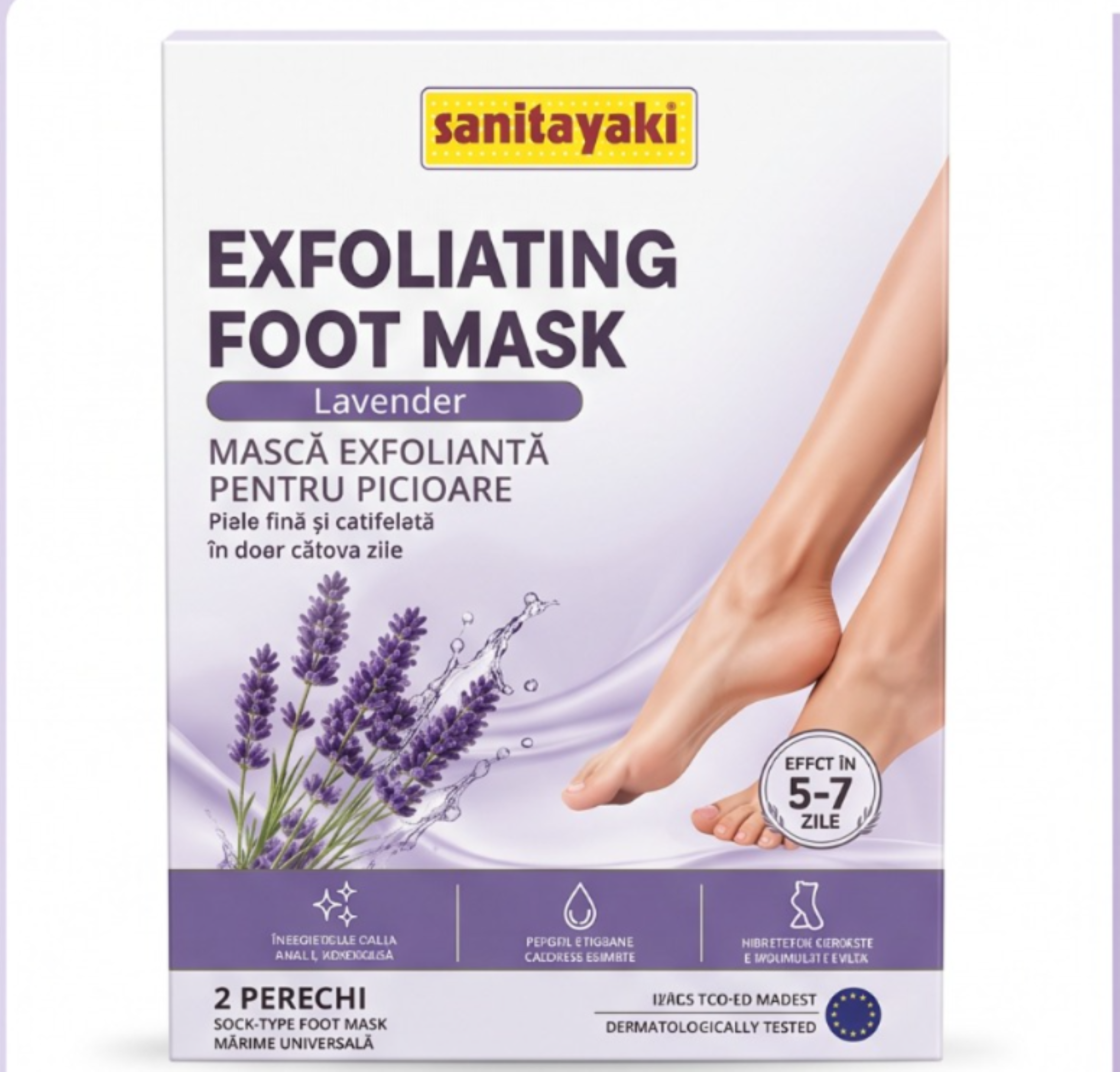 Mască Exfoliantă pentru Picioare cu Lavandă – 2 Perechi | Pentru Tălpi Catifelate și Îngrijite