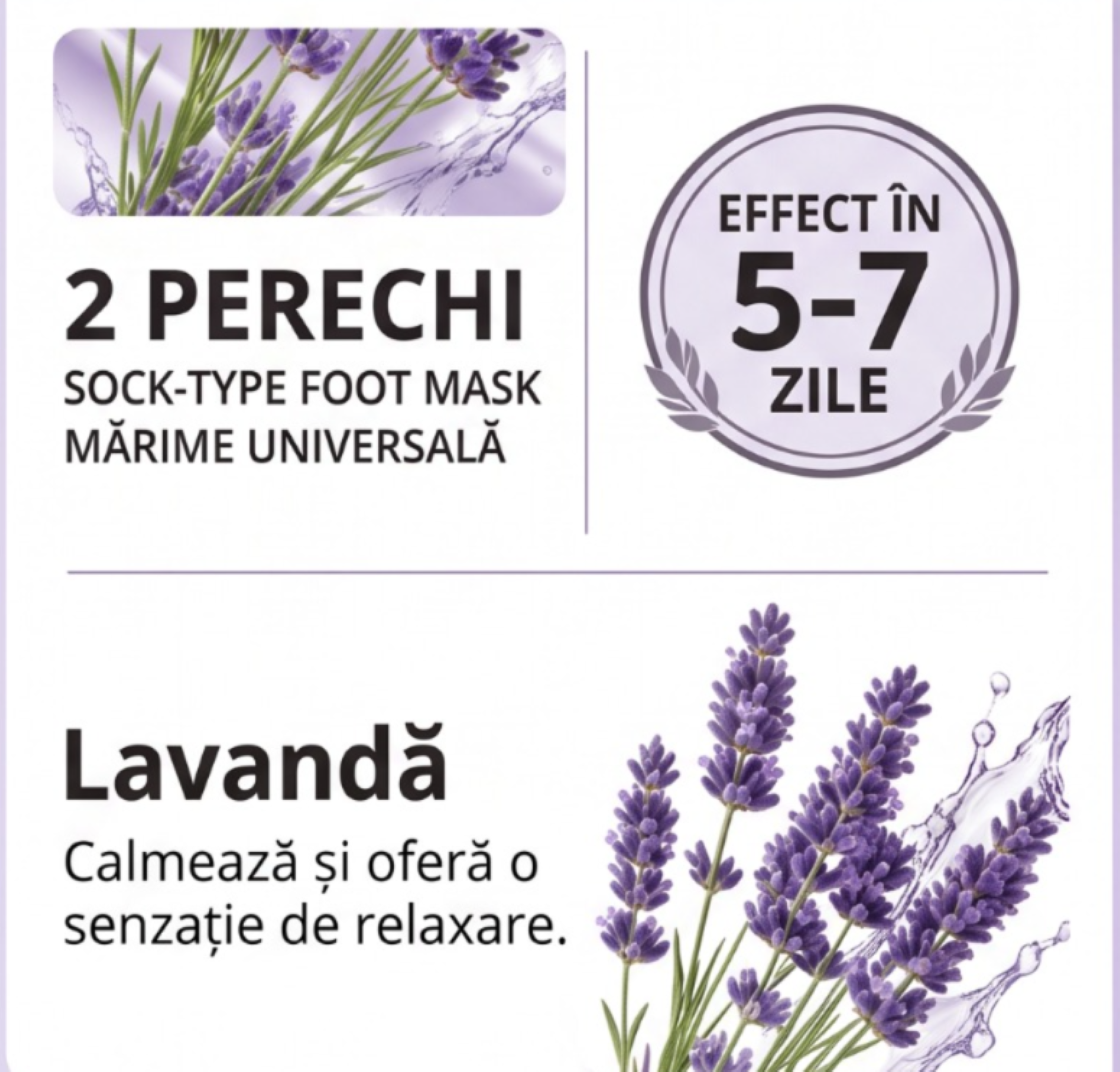Mască Exfoliantă pentru Picioare cu Lavandă – 2 Perechi | Pentru Tălpi Catifelate și Îngrijite - imagine 4