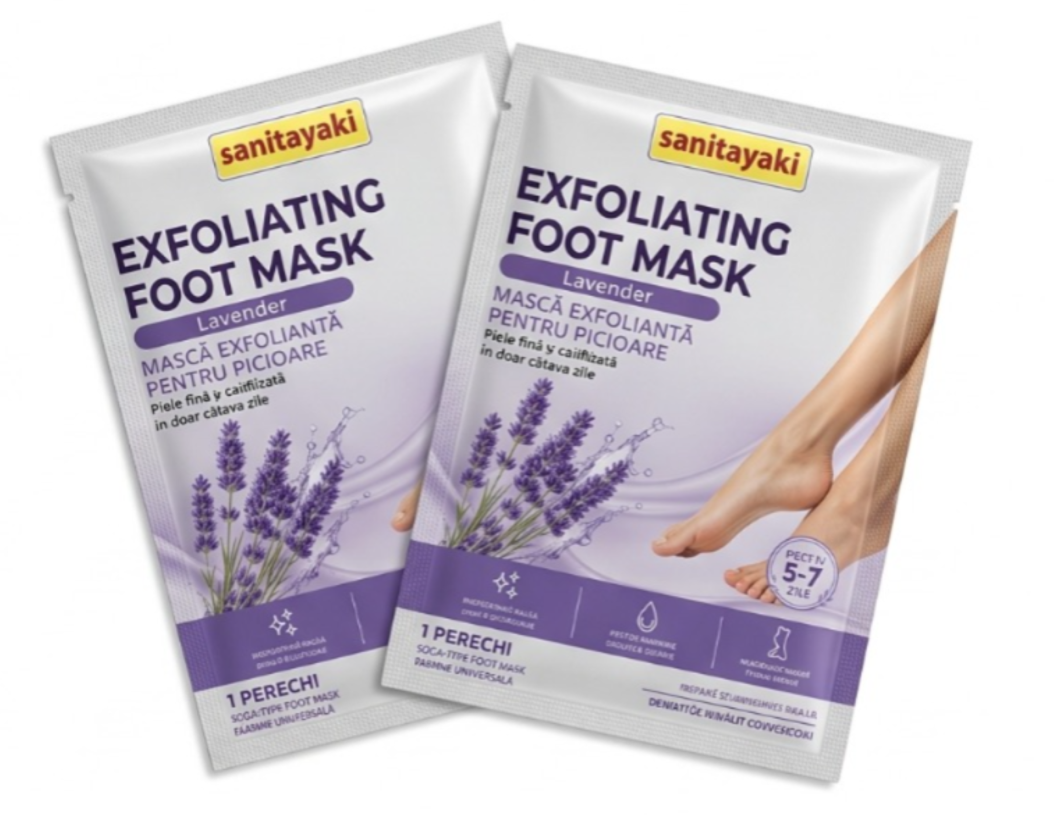 Mască Exfoliantă pentru Picioare cu Lavandă – 2 Perechi | Pentru Tălpi Catifelate și Îngrijite - imagine 3